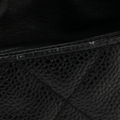 Caviar Drawstring Bucket Shoulder Bag Black