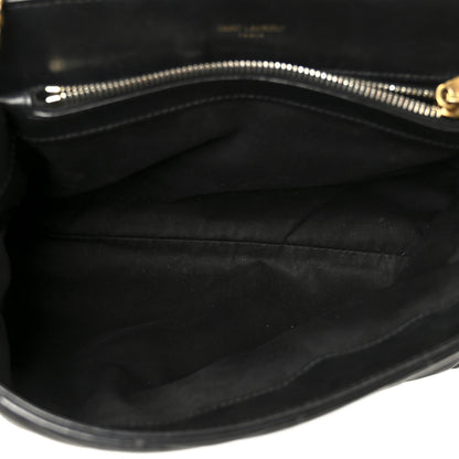 Grain de Poudre Calfskin Y Quilted Monogram Medium Loulou Chain Satchel Black