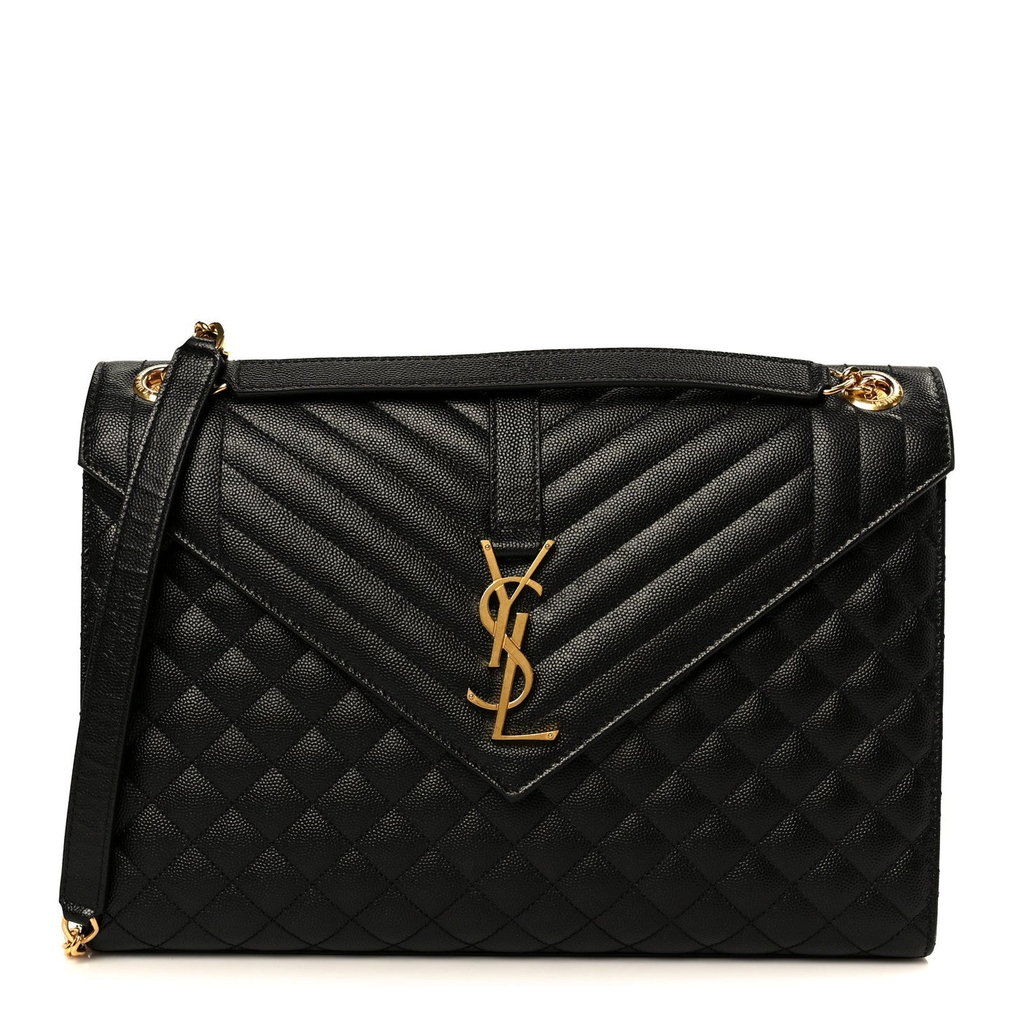 Grain De Poudre Textured Mixed Matelasse Large Triquilt Monogram Satchel Black
