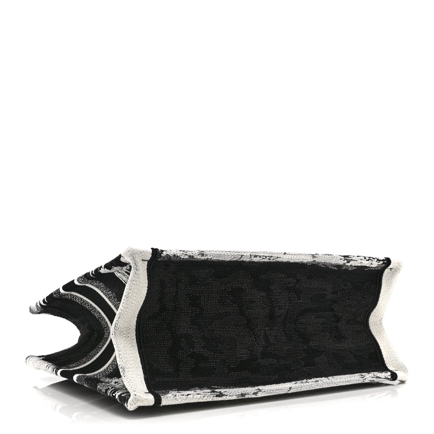 Canvas Embroidered Medium Paris Book Tote Black White