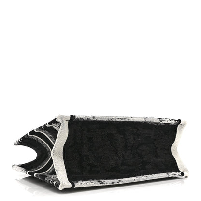 Canvas Embroidered Medium Paris Book Tote Black White