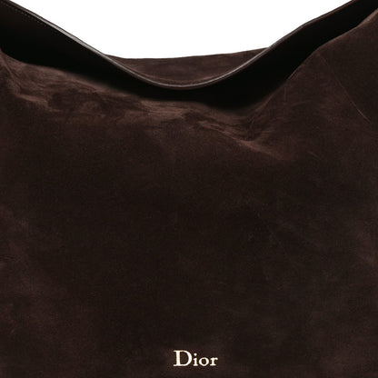 Suede Calfskin Medium Diorly Bag Chocolate