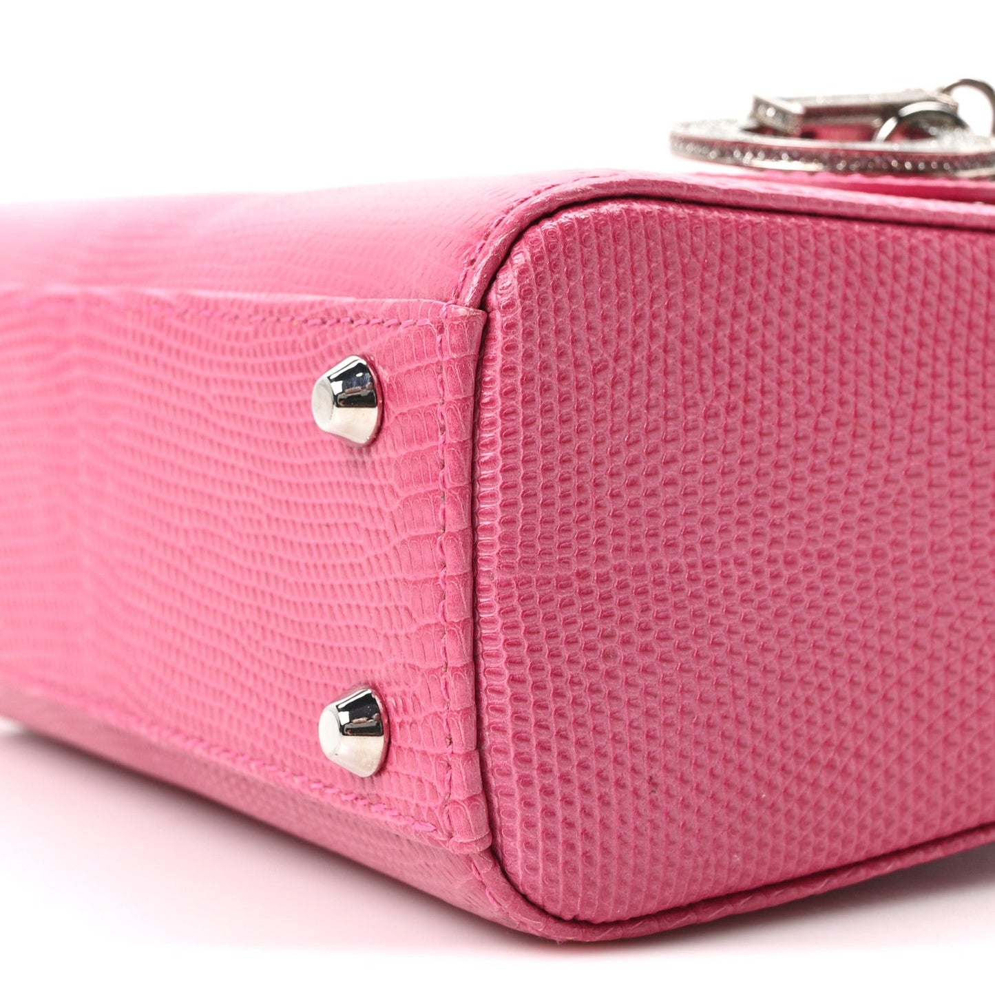 Lizard Swarovski Crystal Mini Lady Dior Dark Pink