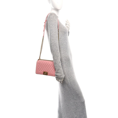 Lambskin Quilted Medium Boy Flap Light Pink