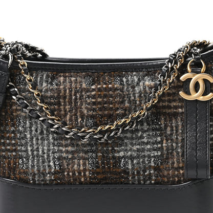 Tweed Calfskin Small Gabrielle Hobo Brown