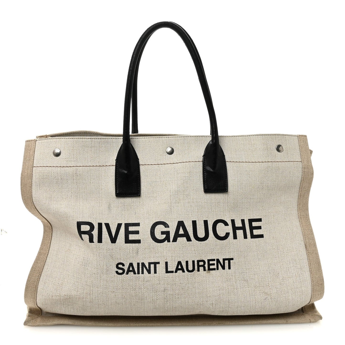 Linen Calfskin Rive Gauche Tote Optic White