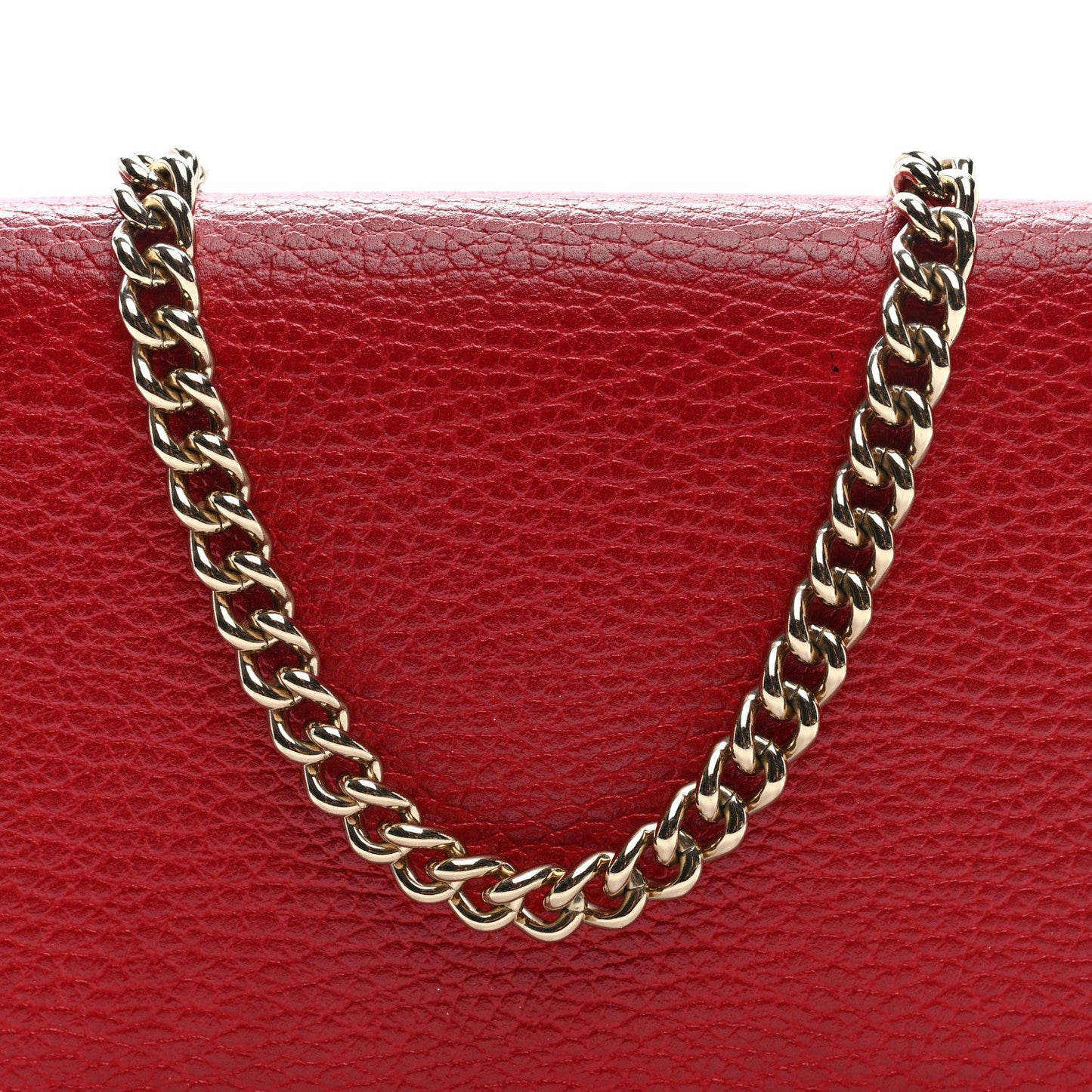 Dollar Calfskin Medium Betty Chain Wallet Red