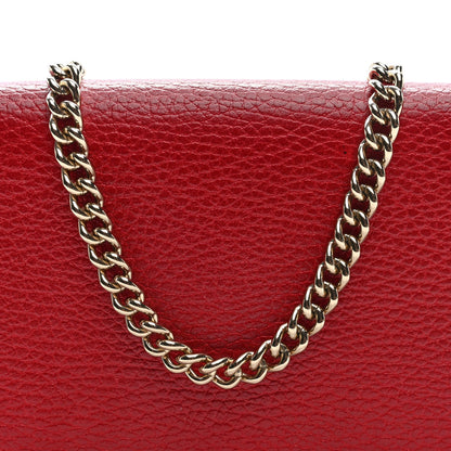 Dollar Calfskin Medium Betty Chain Wallet Red