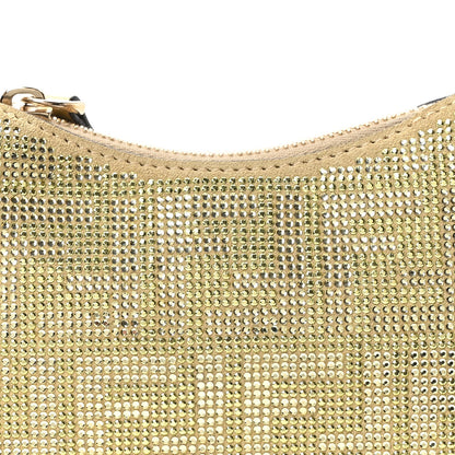Crystal Vitello Laminato Suede FF Nano Fendigraphy Hobo Bag Platino