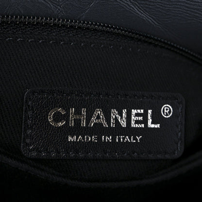 Metallic Aged Calfskin Quilted Mini Coco Handle Flap Charcoal