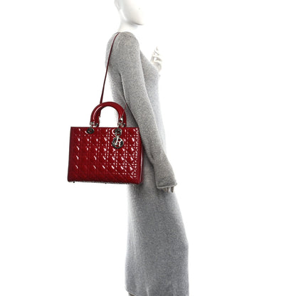 Patent Cannage Large Lady Dior Red