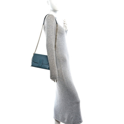 Goatskin Embossed Avenue Shoulder Bag Blue