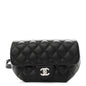 Calfskin Quilted CC Uniform Flap Belt Bag Black