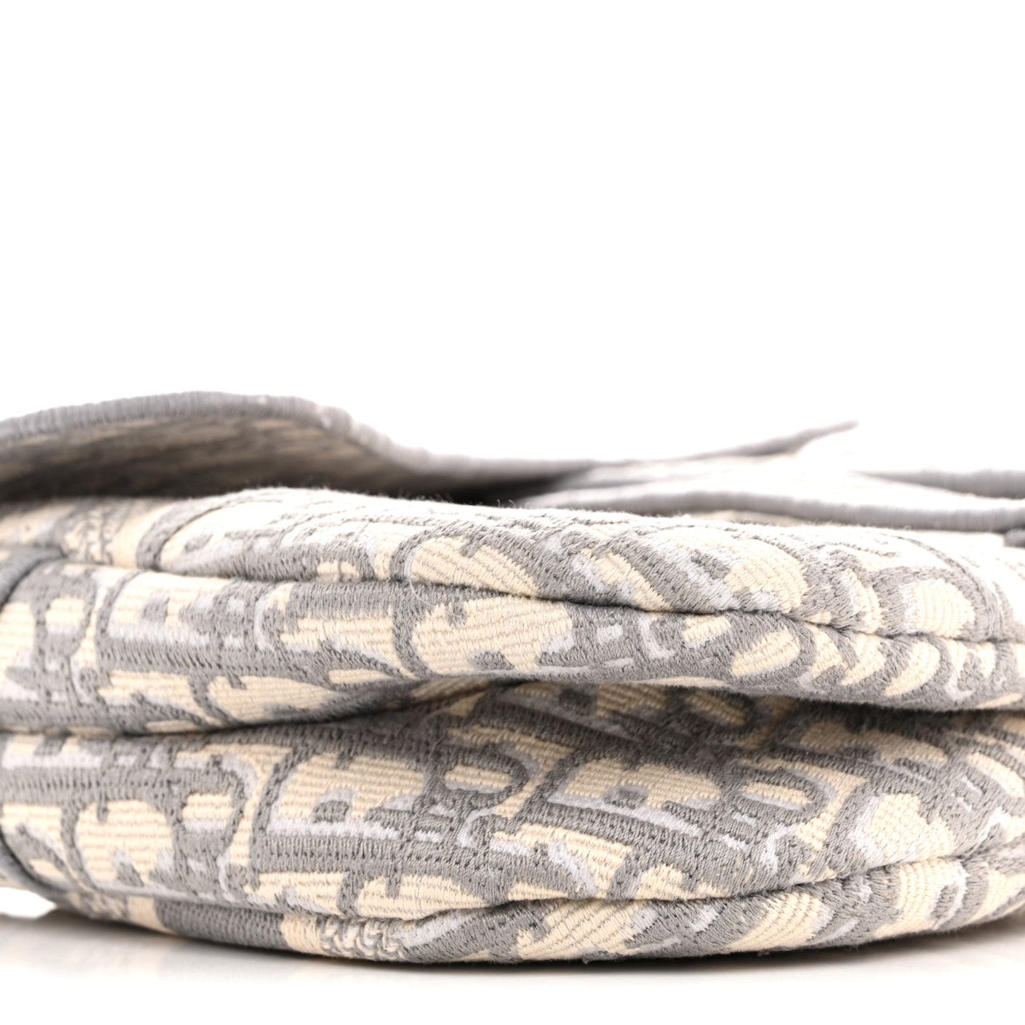 Oblique Embroidered Saddle Bag Gray