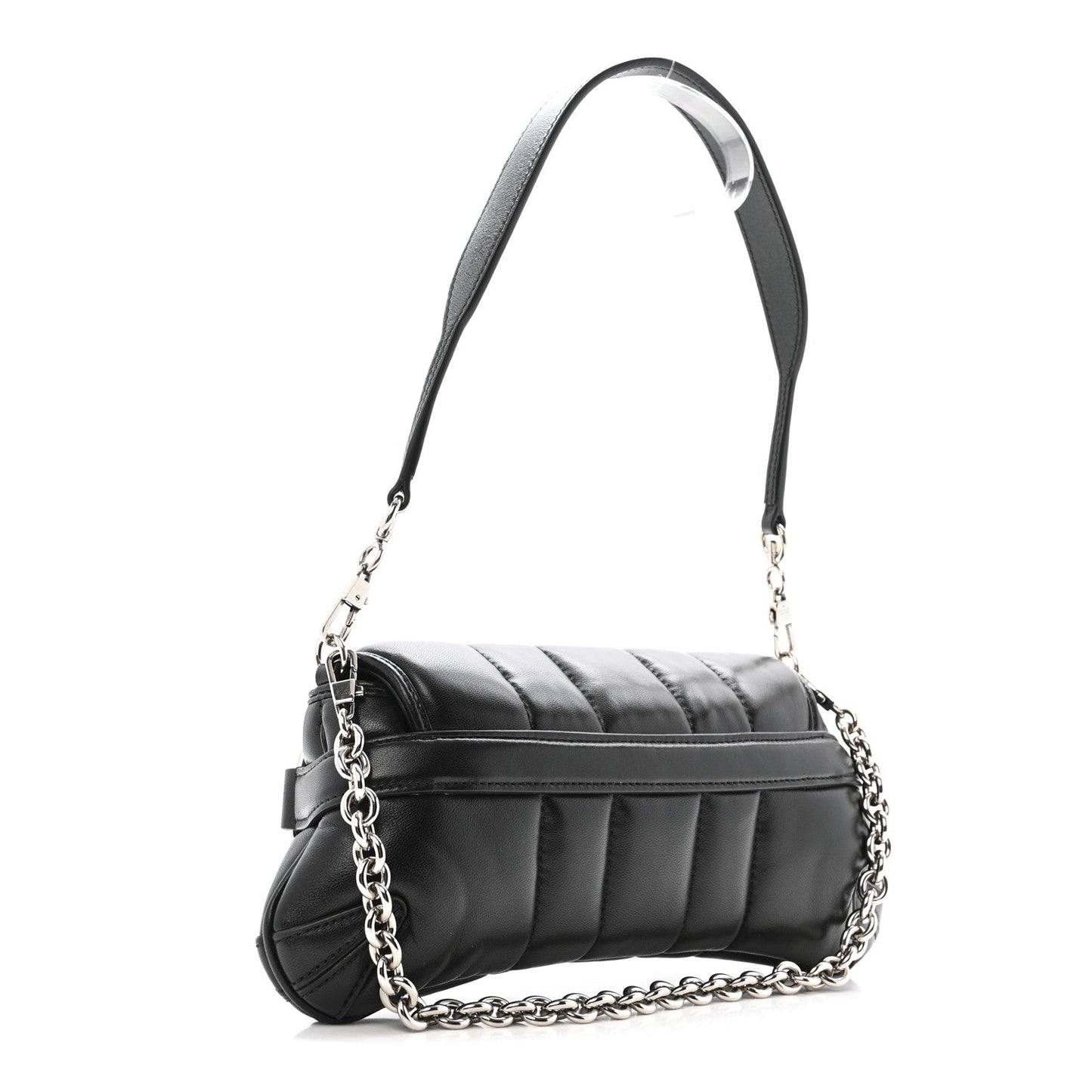 Nappa Vertical Matelasse Small Maxi Horsebit Chain Shoulder Bag Black