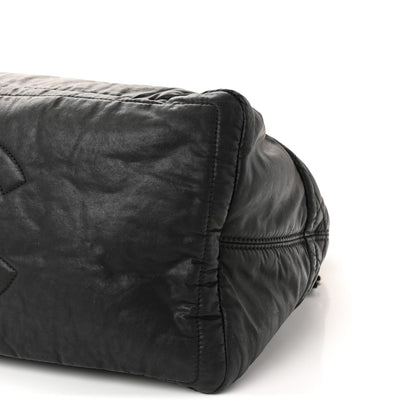 Coated Canvas Quilted Large Garment Travel Bag Black