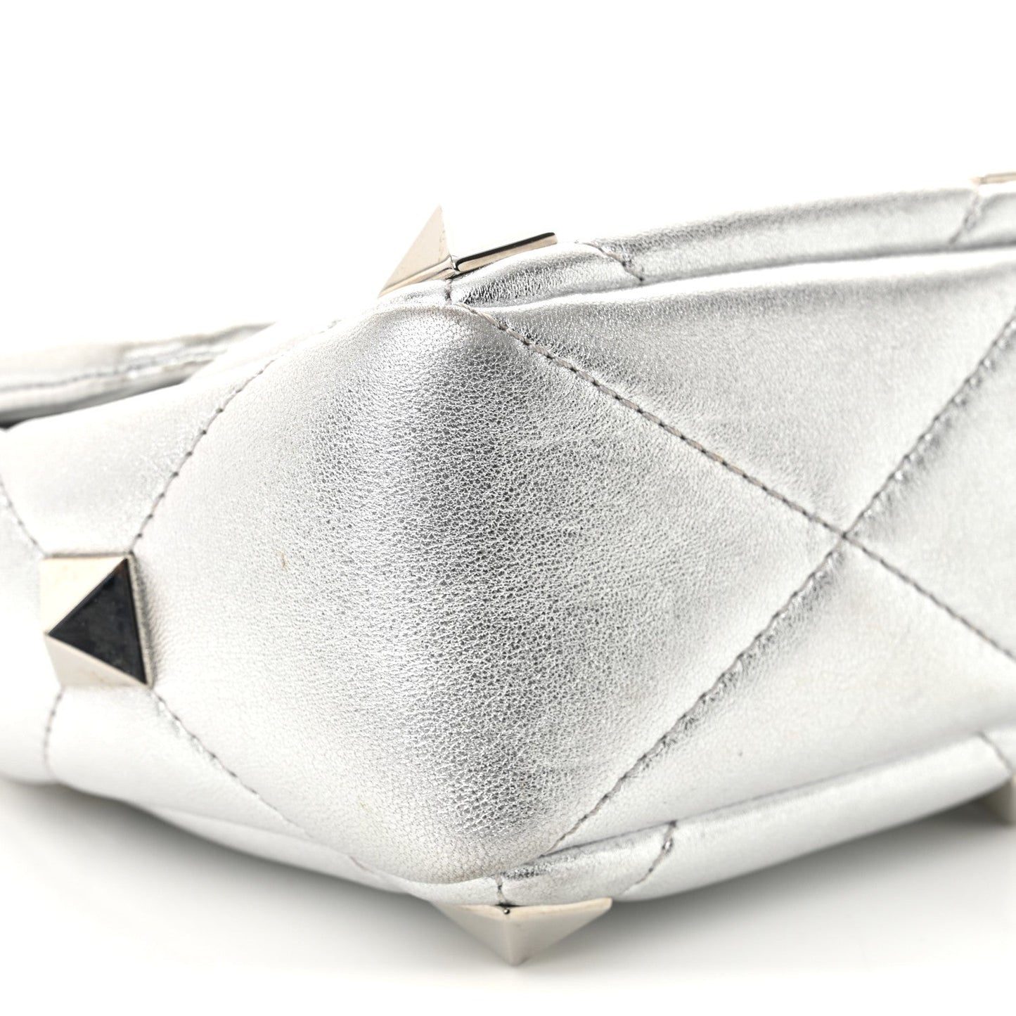 Nappa Medium Roman Stud Shoulder Bag Silver