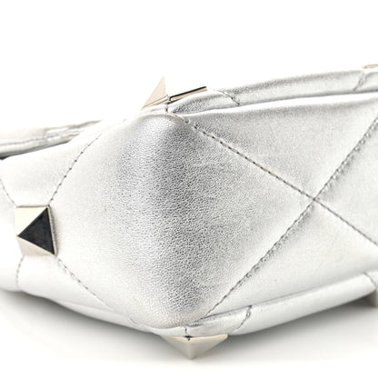 Nappa Medium Roman Stud Shoulder Bag Silver