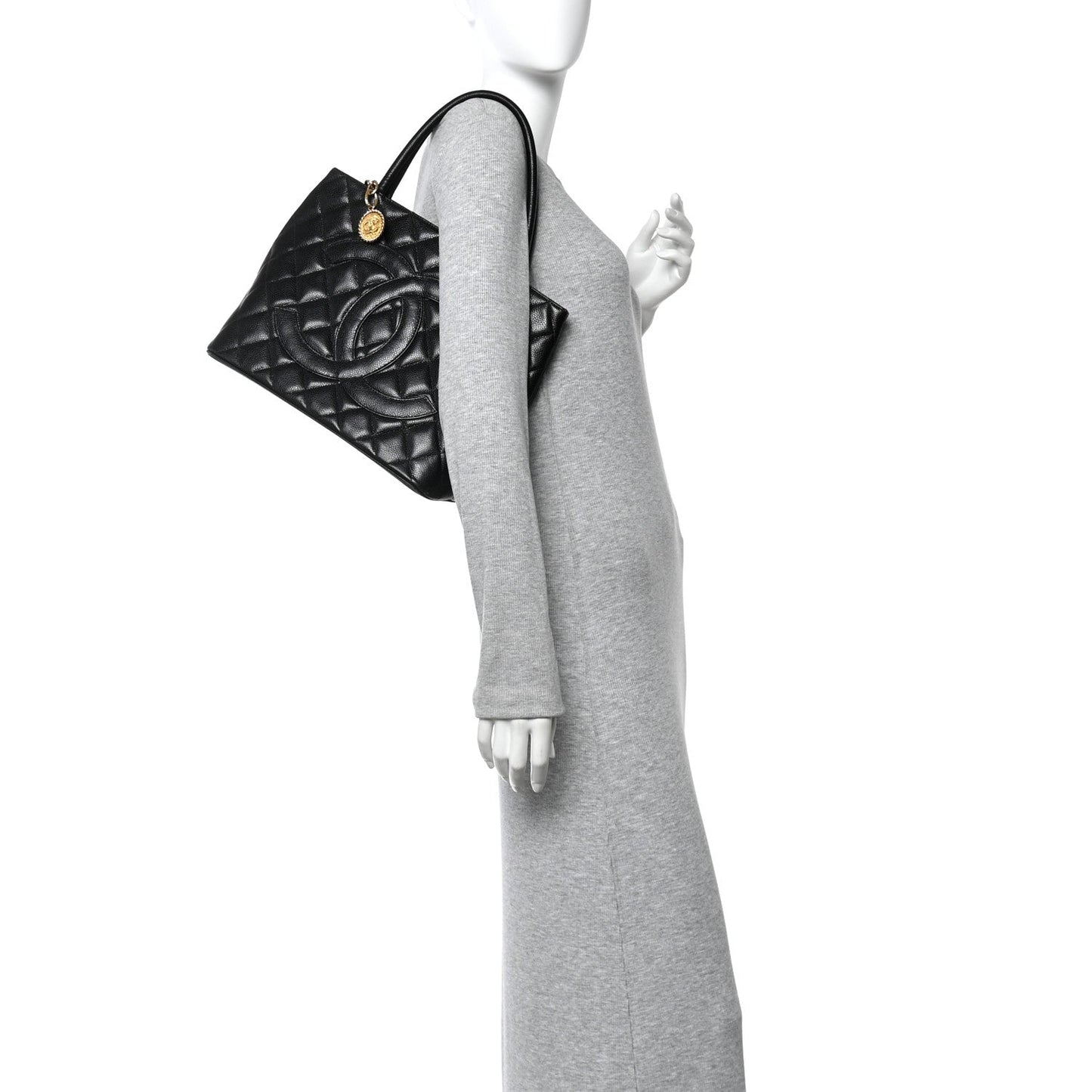 Caviar Quilted Medallion Tote Black