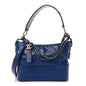 Aged Calfskin Quilted Medium Gabrielle Logo Hobo Blue
