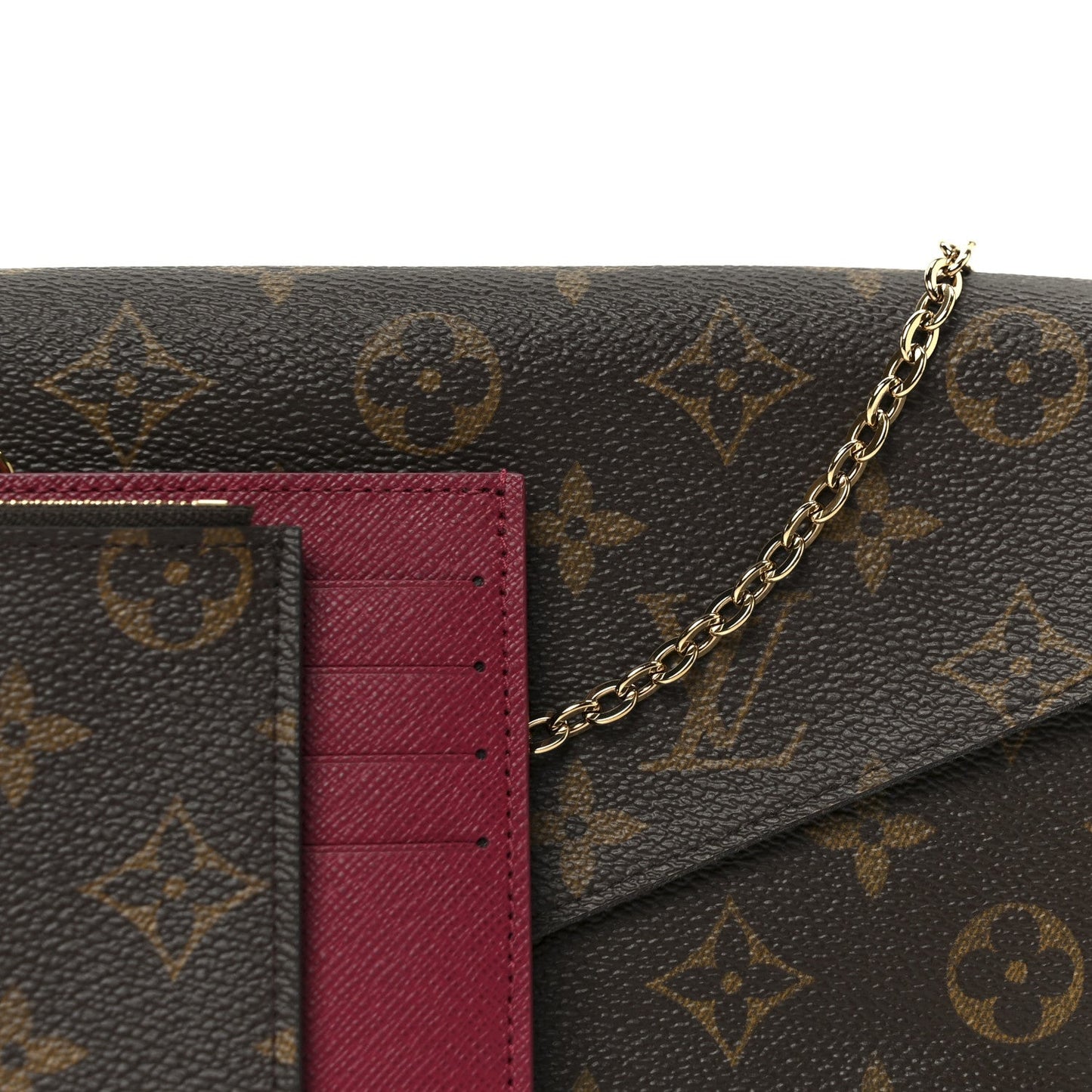 Monogram Pochette Felicie Chain Wallet Fuchsia