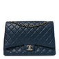Lambskin Quilted Maxi Double Flap Blue