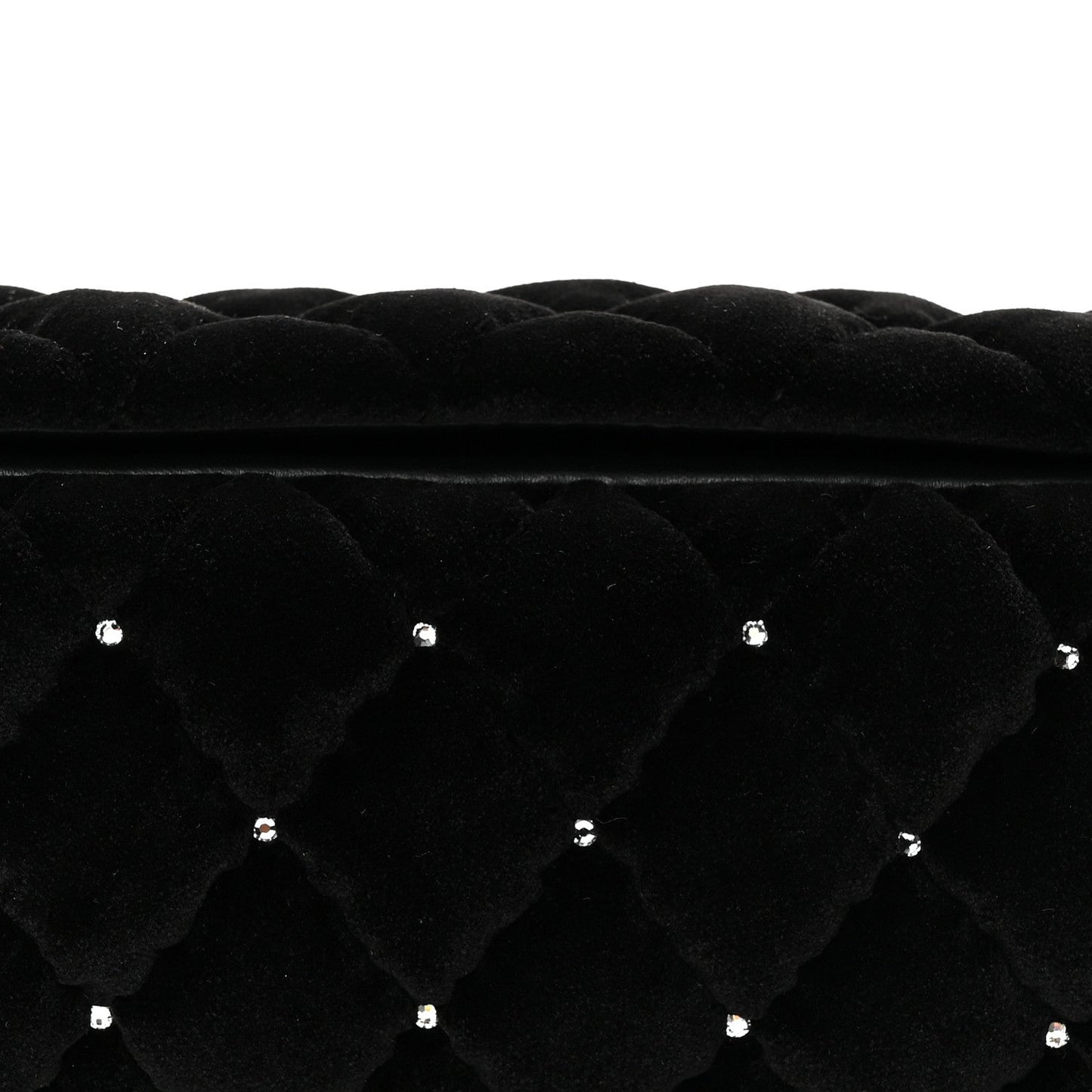 Velvet Diamanté Quilted Wristlet Clutch Black