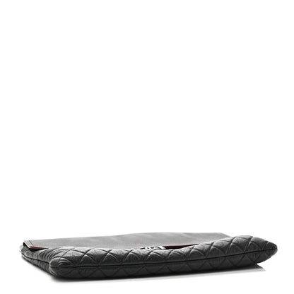 Grained Calfskin Quilted Large Archi Chic Cosmetic Case Navy