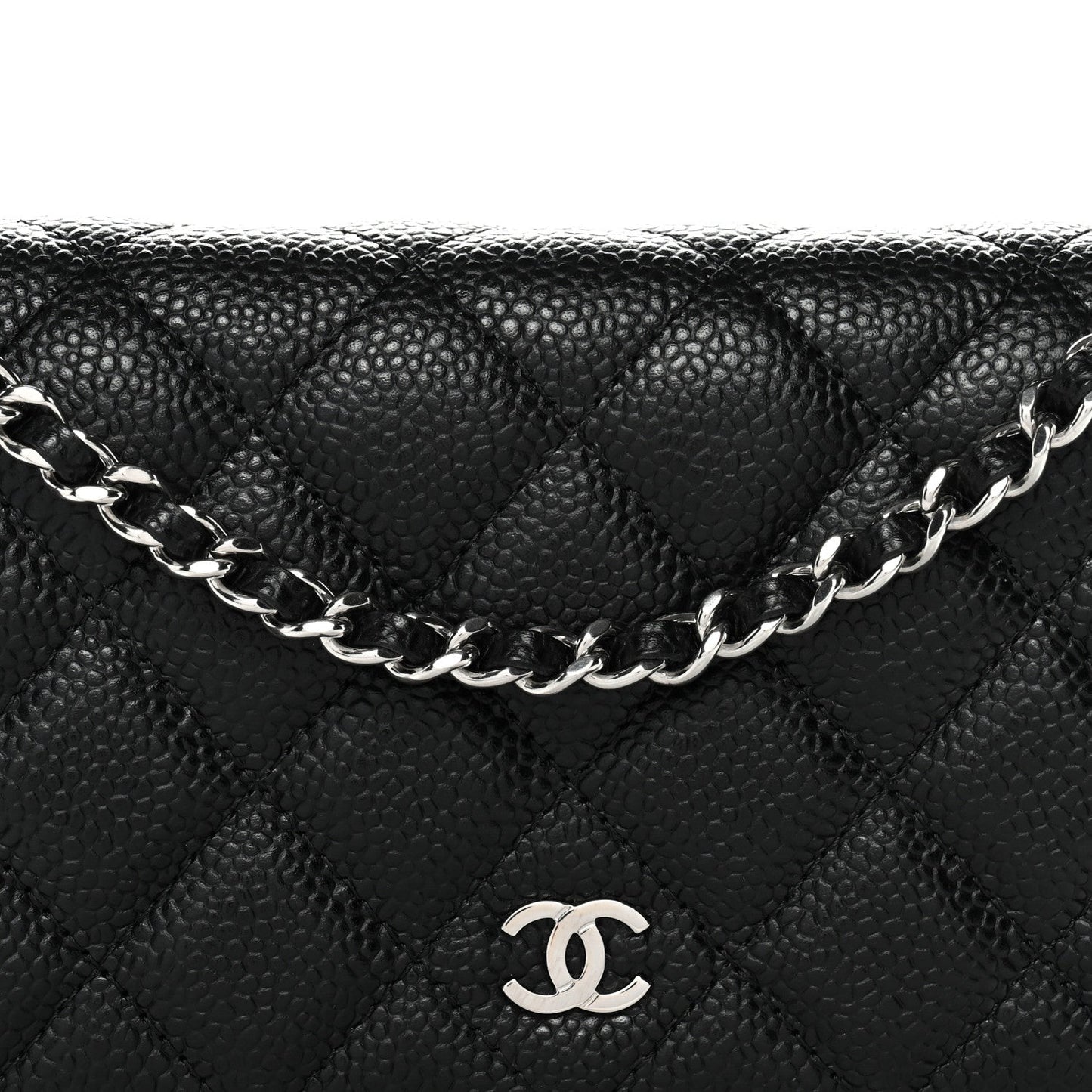 Caviar Quilted Wallet on Chain WOC Black
