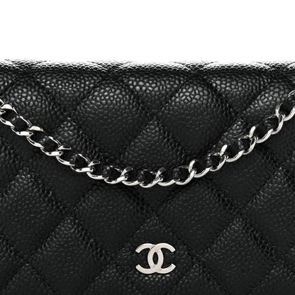 Caviar Quilted Wallet on Chain WOC Black