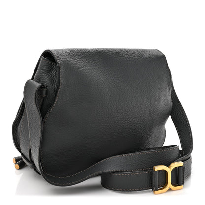 Grained Calfskin Medium Marcie Saddle Bag Iron Grey