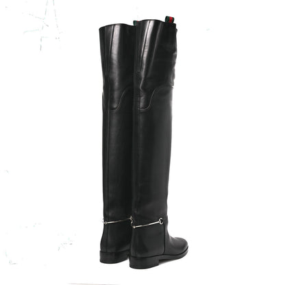 Calfskin Slim Horsebit Over The Knee High Boots 37 Black