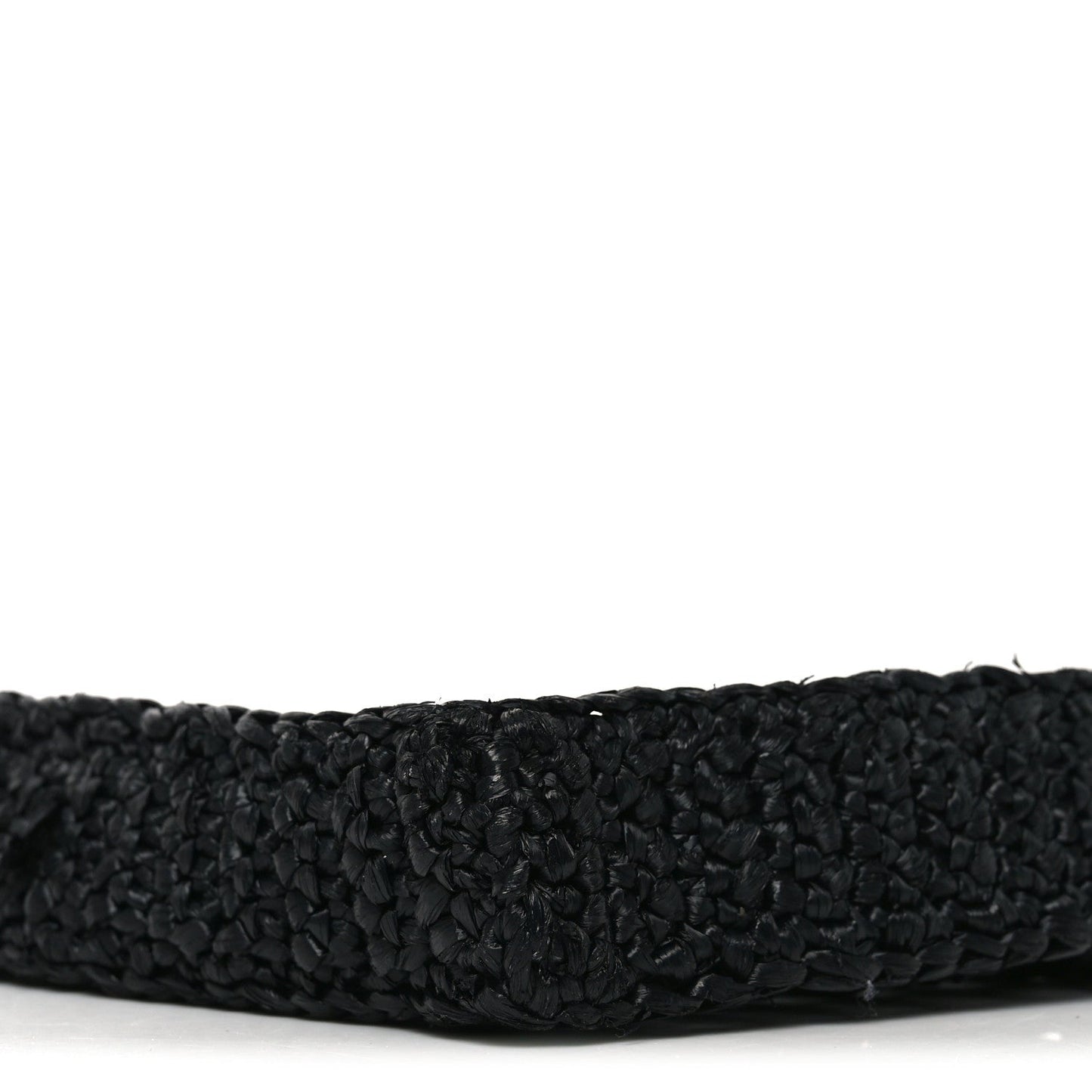 Yarn Raffia Effect Crochet Logo Embroidered Tote Bag Black