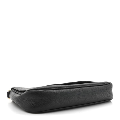 Pebbled Calfskin Medium Soho Flap Crossbody Black