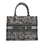 Canvas Embroidered Medium Plan De Paris Book Tote Grey Black