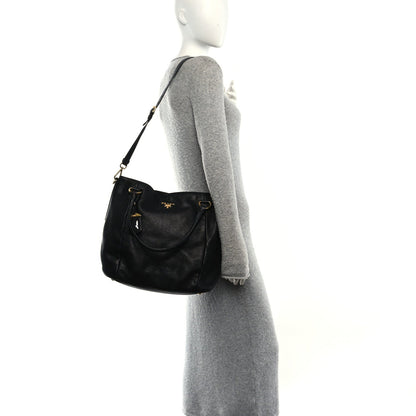 Vitello Daino Shopping Tote Black
