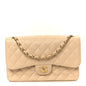Caviar Quilted Jumbo Double Flap Beige