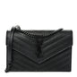 Grain De Poudre Matelasse Chevron Monogram Monochrome Envelope Chain Wallet Black