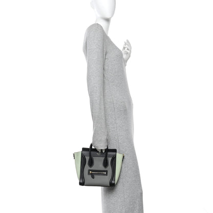 Baby Grained Calfskin Nano Tri-Color Luggage Zinc Almond