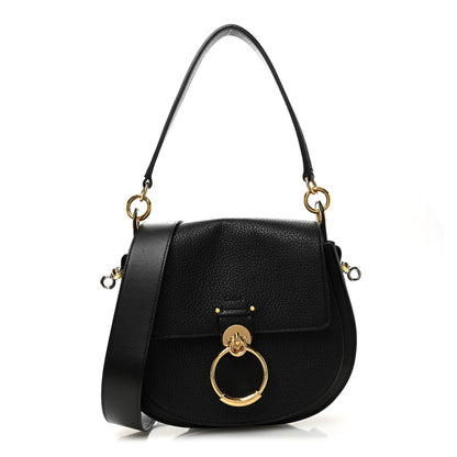 Grained Calfskin Large Tess Bag Black