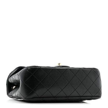 Lambskin Quilted Mini Rectangular Pearl Crush Flap Black