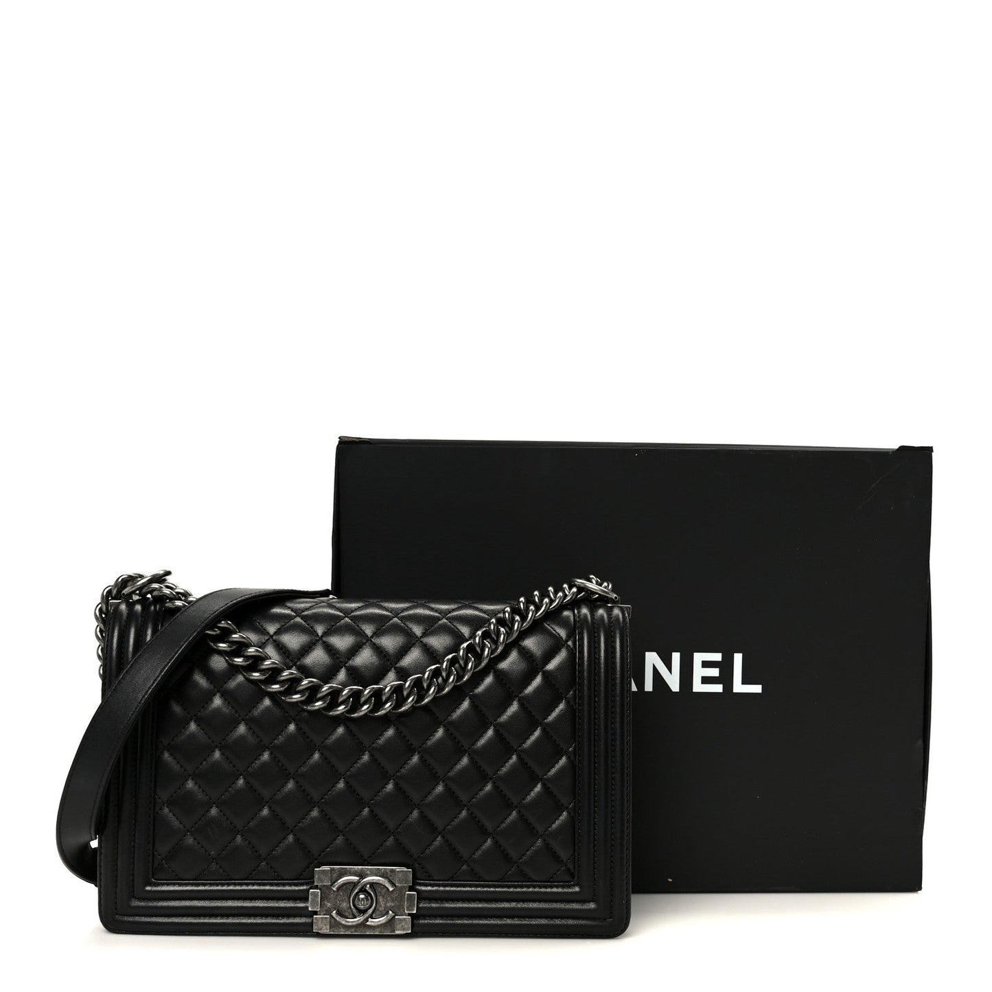 Calfskin Quilted New Medium Boy Flap Black