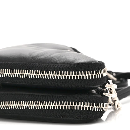 Nappa Soft Padded Mini Triangle Crossbody Pouch Black