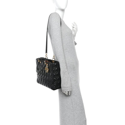 Lambskin Cannage Large Lady Dior Black