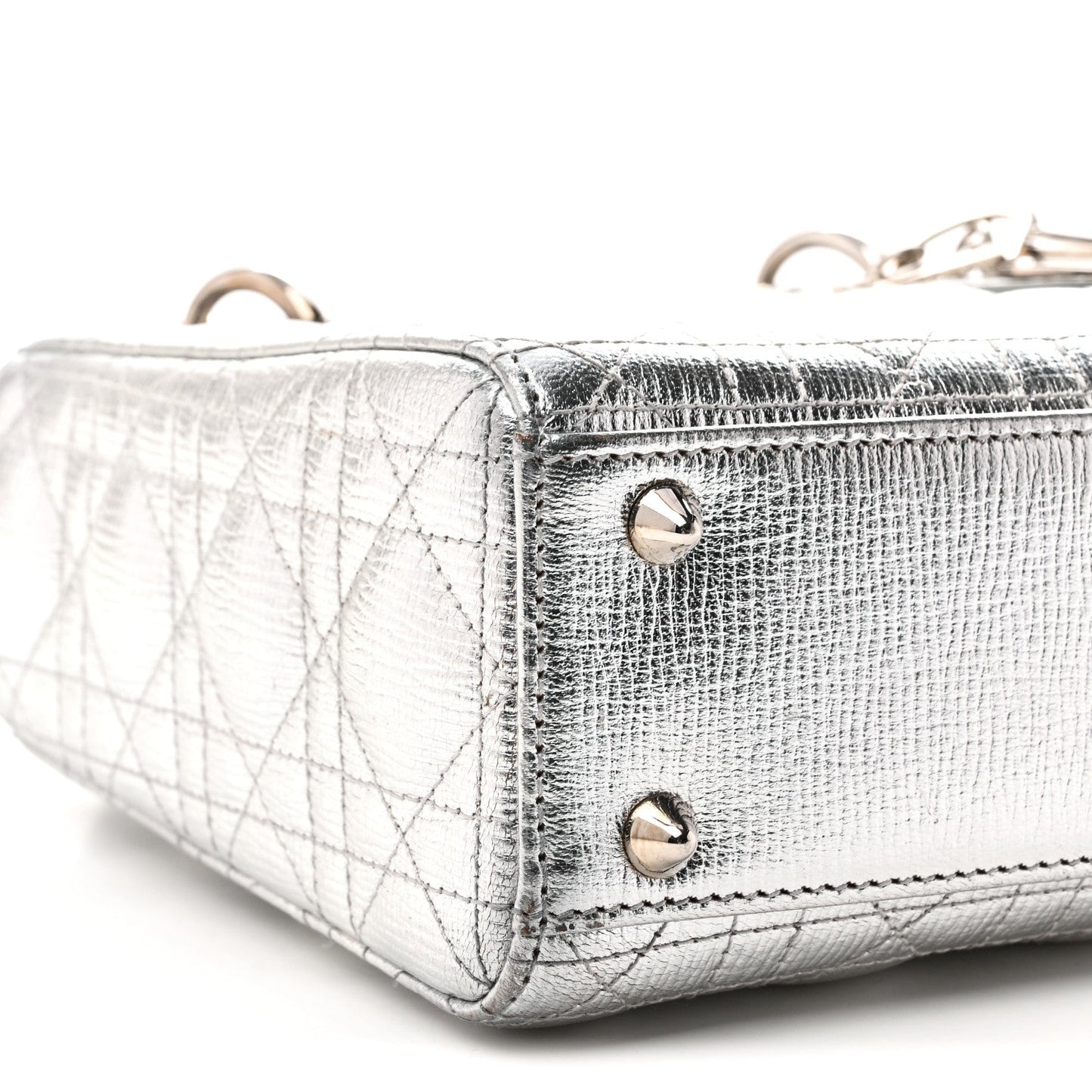 Metallic Grained Calfskin Cannage Small My ABCDior Lady Dior Silver
