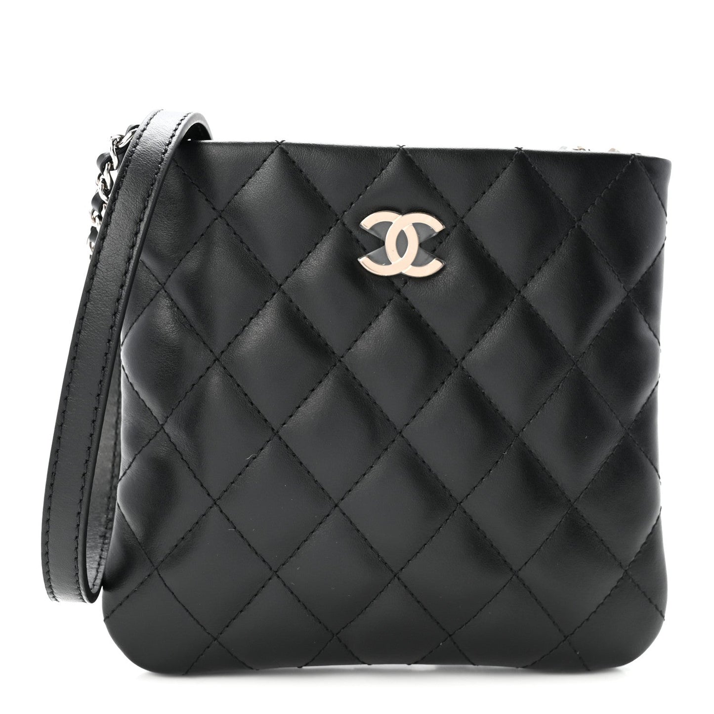 Lambskin Quilted Uniform Crossbody Bag Black