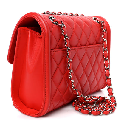 Lambskin Quilted Small Geometric Flap Red