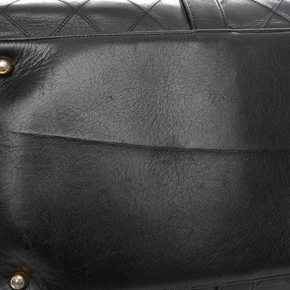 Calfskin Stitched Duffle Travel Bag Black