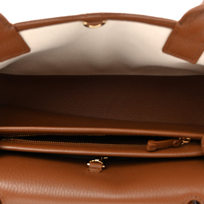 Grained Calfskin Stitched Urban Essentials Small Shopping Bag Camel