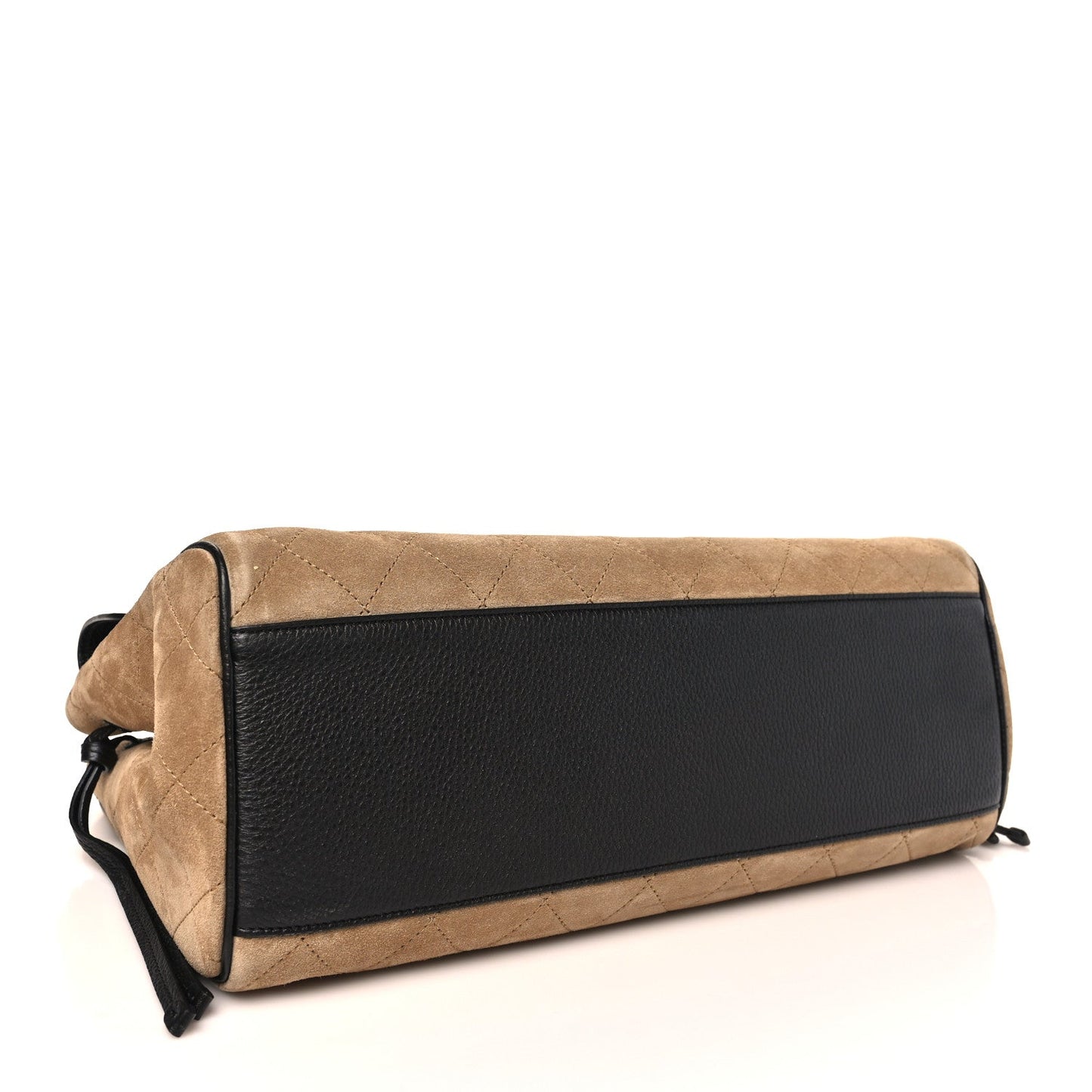 Grained Calfskin Suede Urban Essentials Shopping Bag Dark Beige Black